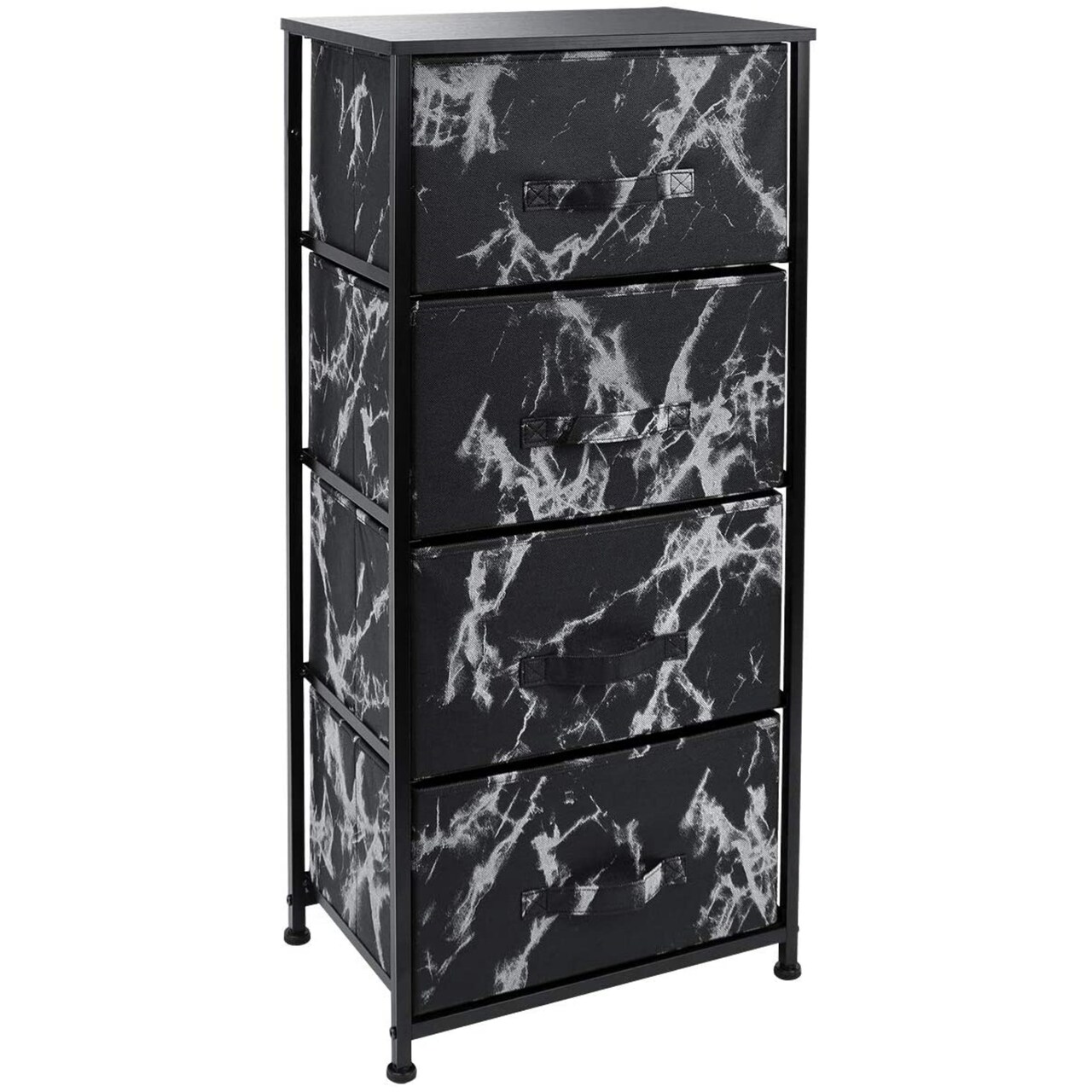 Sorbus Dresser with 4 Drawers - Bedside Furniture & Night Stand End Table Dresser with Steel Frame, Wood Top, Easy Pull Fabric Bins for Home, Bedroom Accessories, Office & Dorm